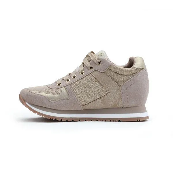 GIRLS LACE UP TRAINERS - GOLD