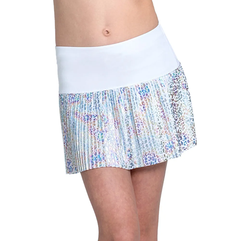 Girls` Leopard Pleated Tennis Skort Rainbow