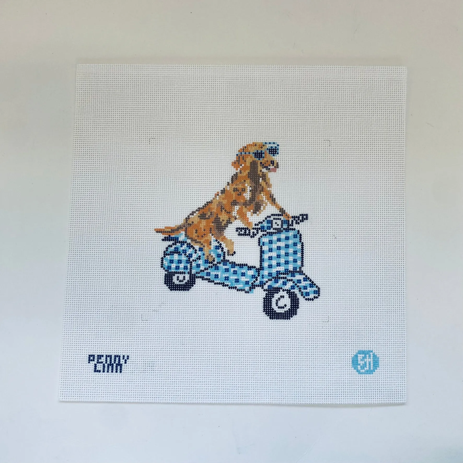 Golden on a Moped Canvas