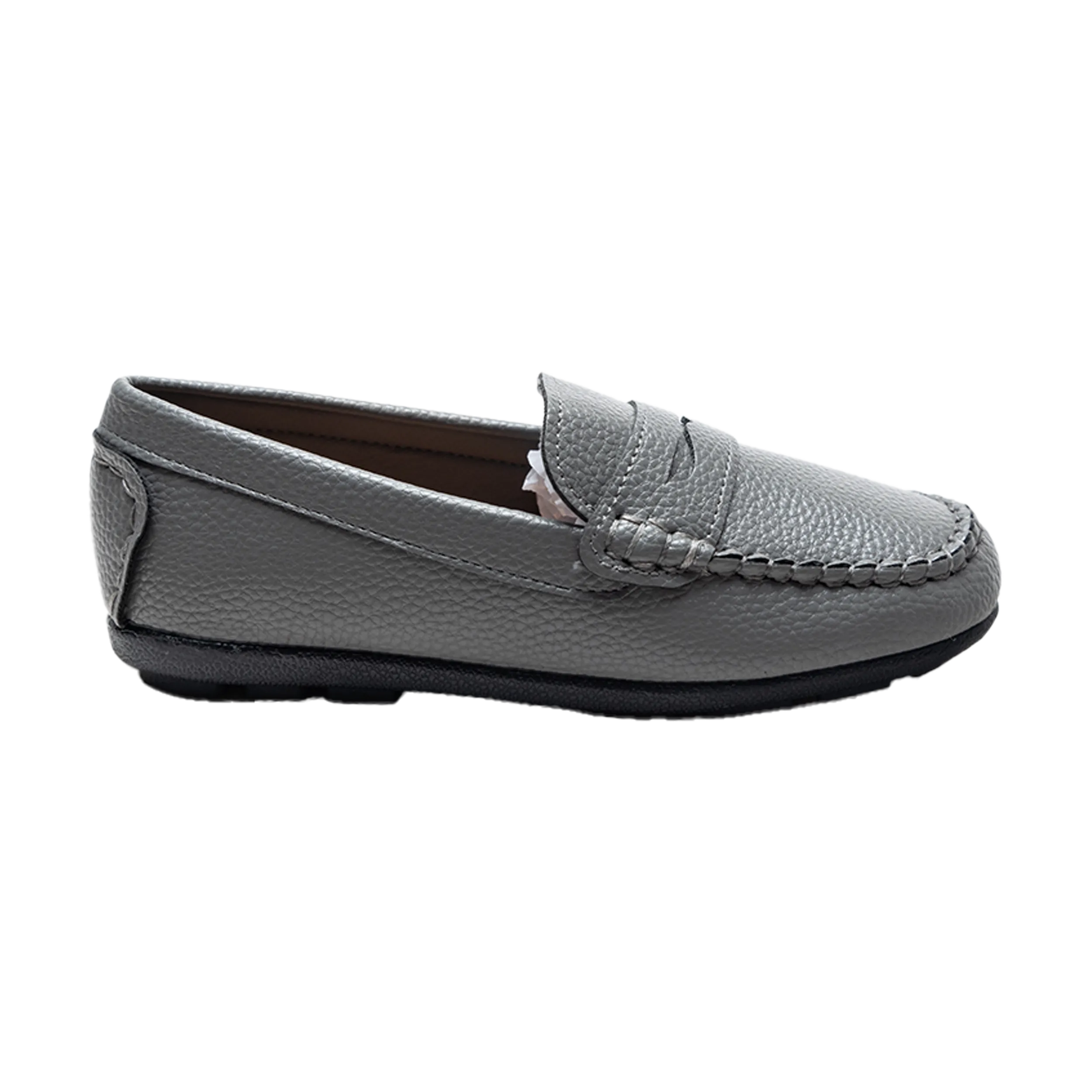 Gray Faux Leather Penny Loafers