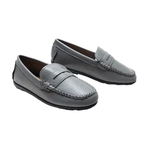 Gray Faux Leather Penny Loafers