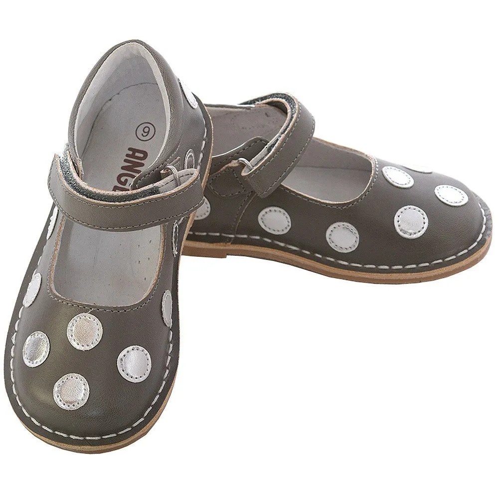 Grey Silver Dot Strap Mary Jane Shoe Toddler Girl 5-10