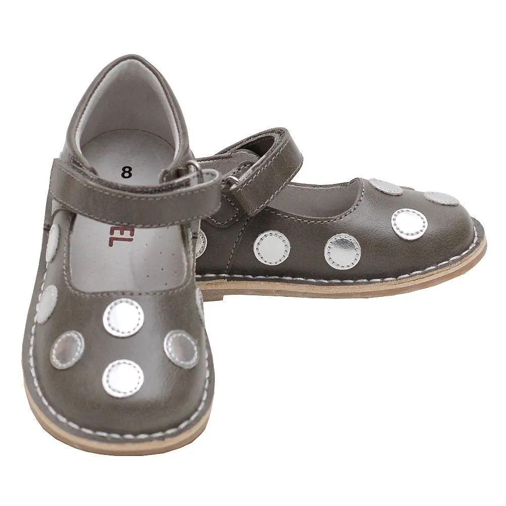 Grey Silver Dot Strap Mary Jane Shoe Toddler Girl 5-10