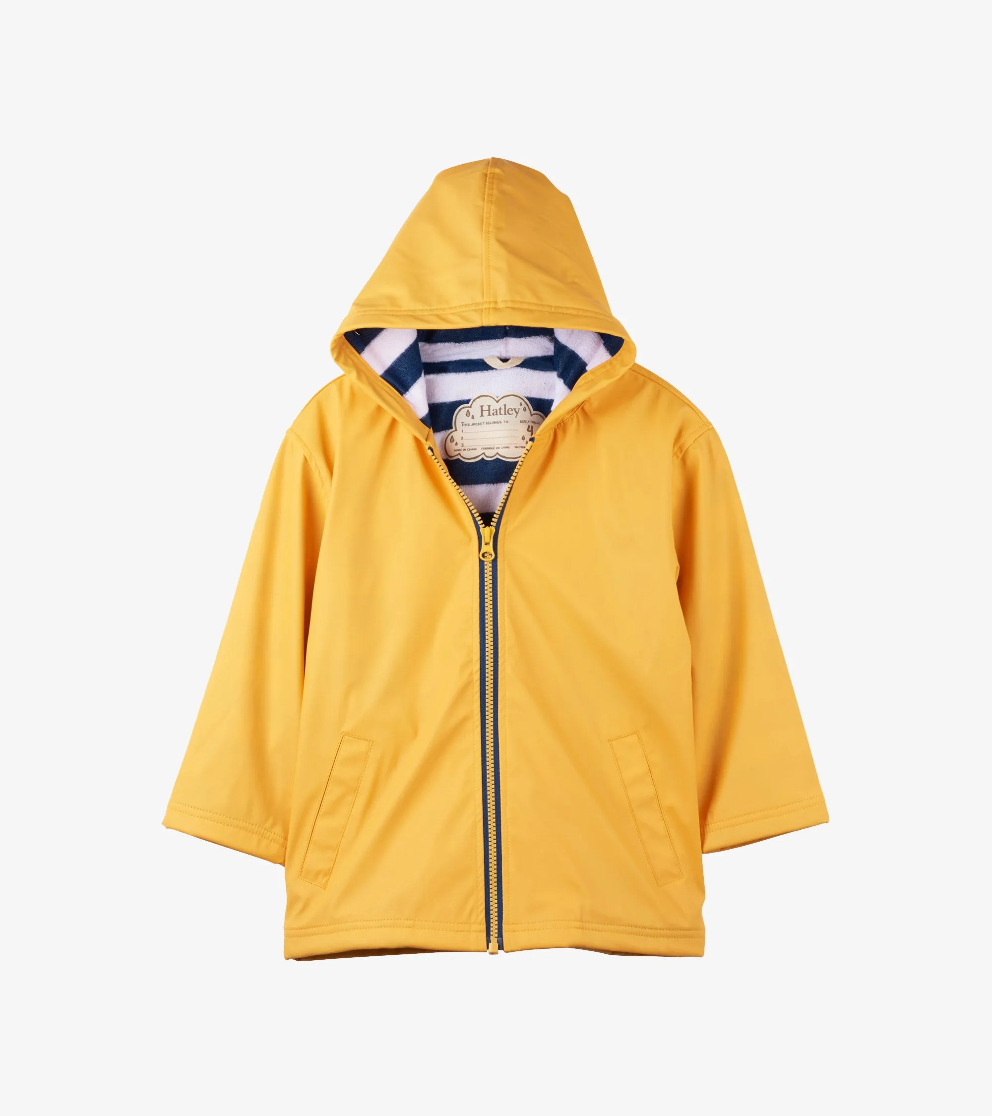 Hatley Zip Up Splash Jacket -- Yellow w/ Navy