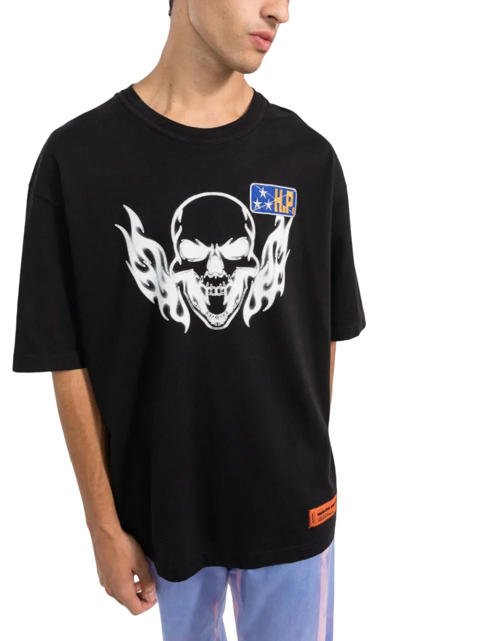 Heron Preston Flaming Skull T-Shirt Black