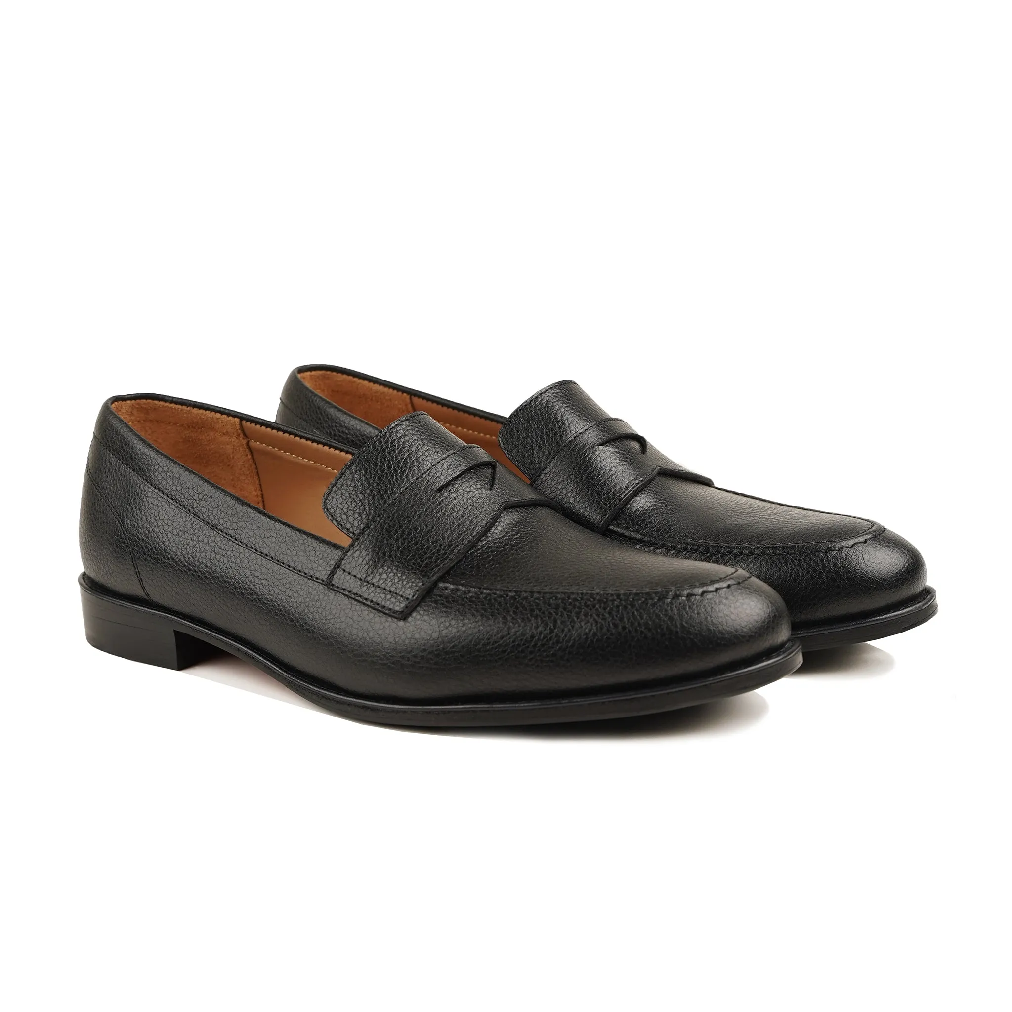 Hitachi - Men's Black Pebble Grain Leather Loafer