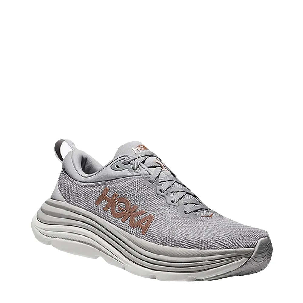 Hoka Women's Gaviota 5 Running Sneaker in Harbor Mist/Rose Gold