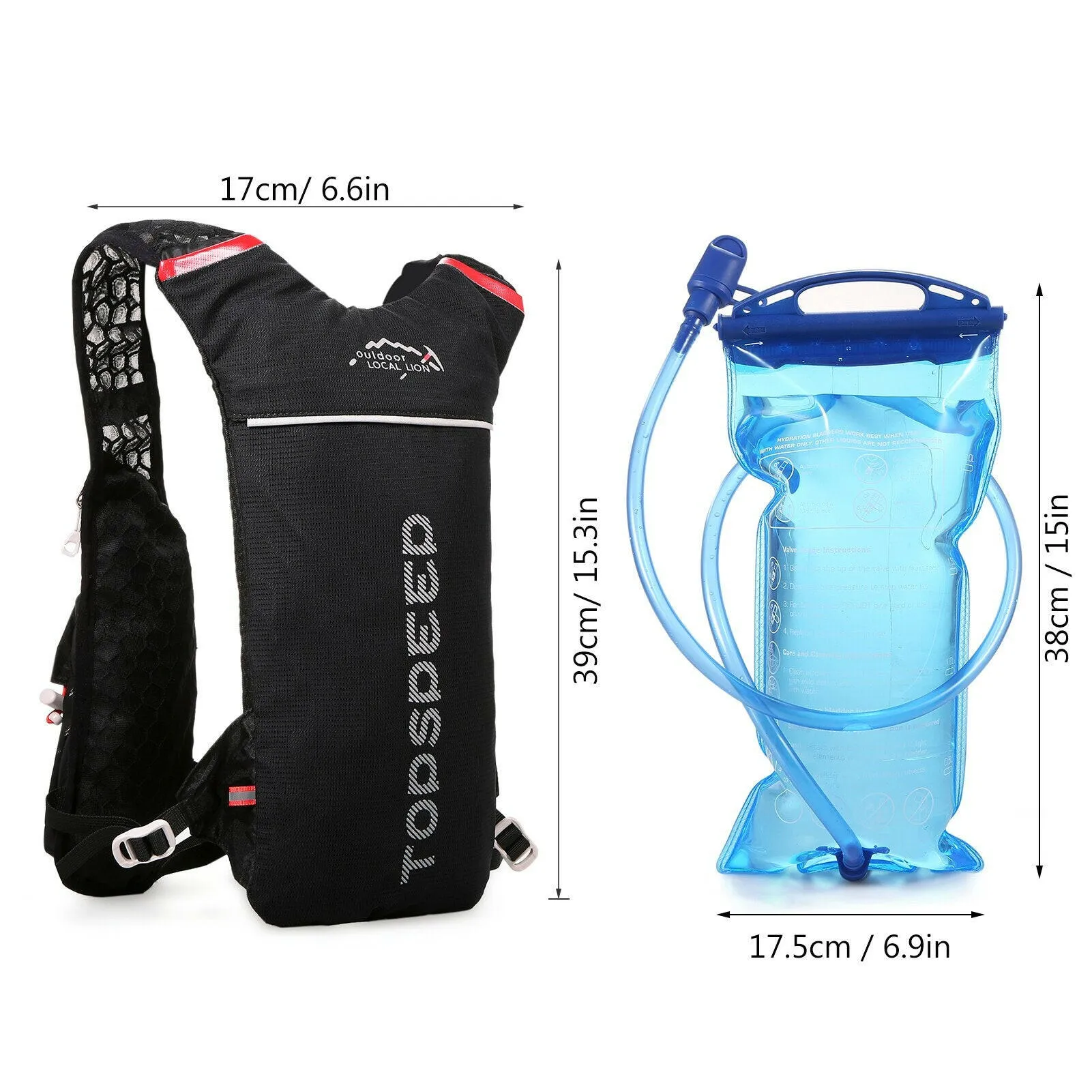 Hydration Pack Backpack with 2L Water Bladder Super Lightweight Breathable Hydration Vest For Outdoors Running Cycling Climbing