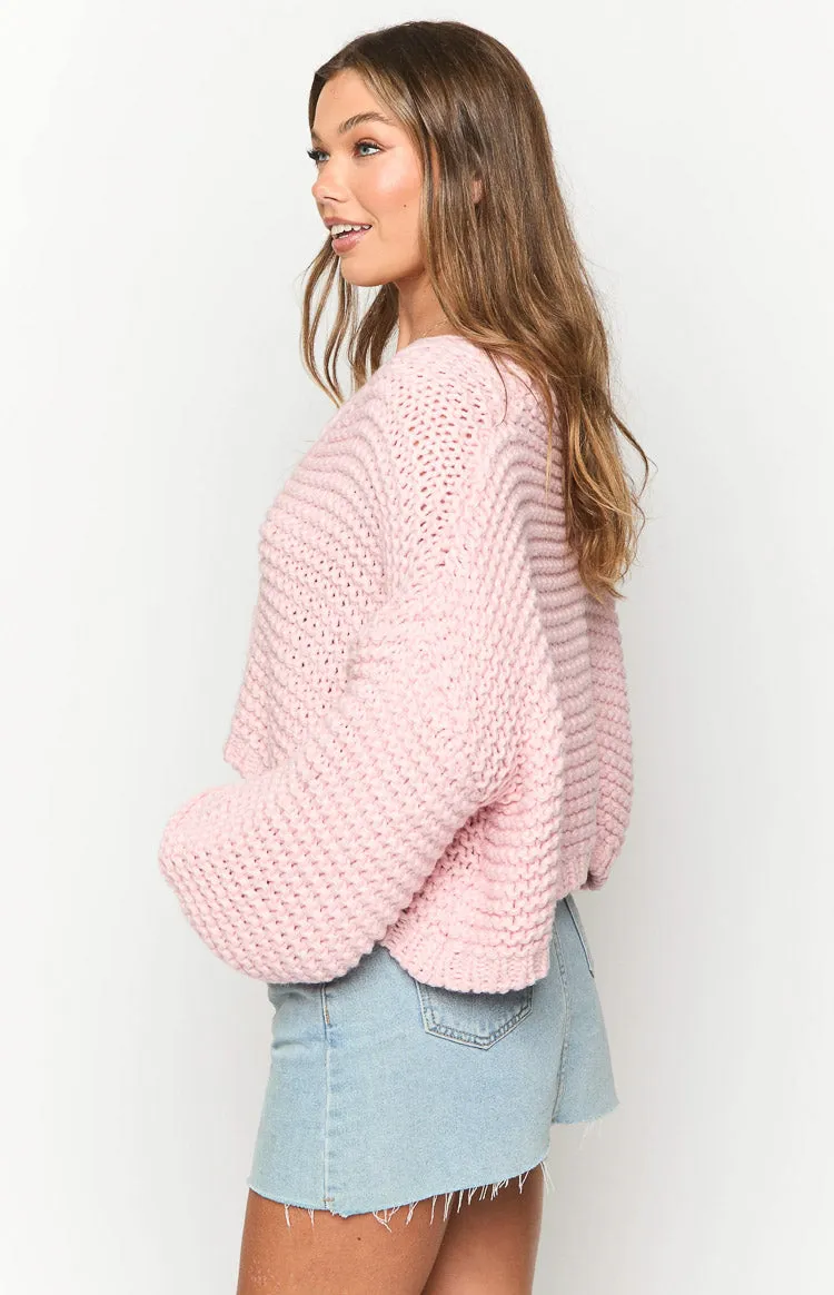 Jen Light Pink Knit Cardigan