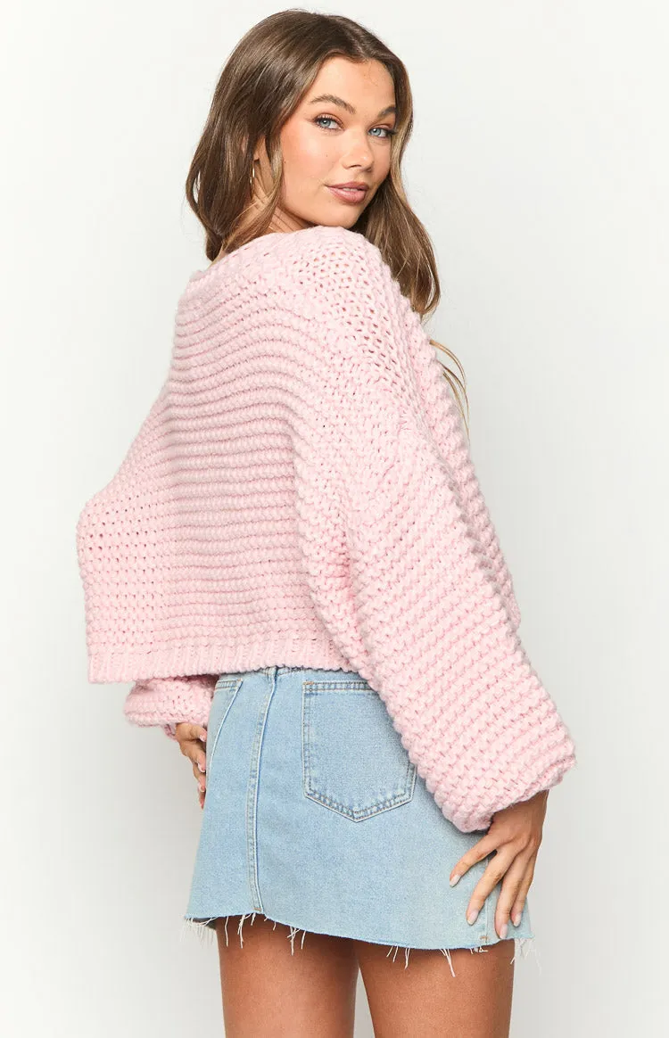 Jen Light Pink Knit Cardigan