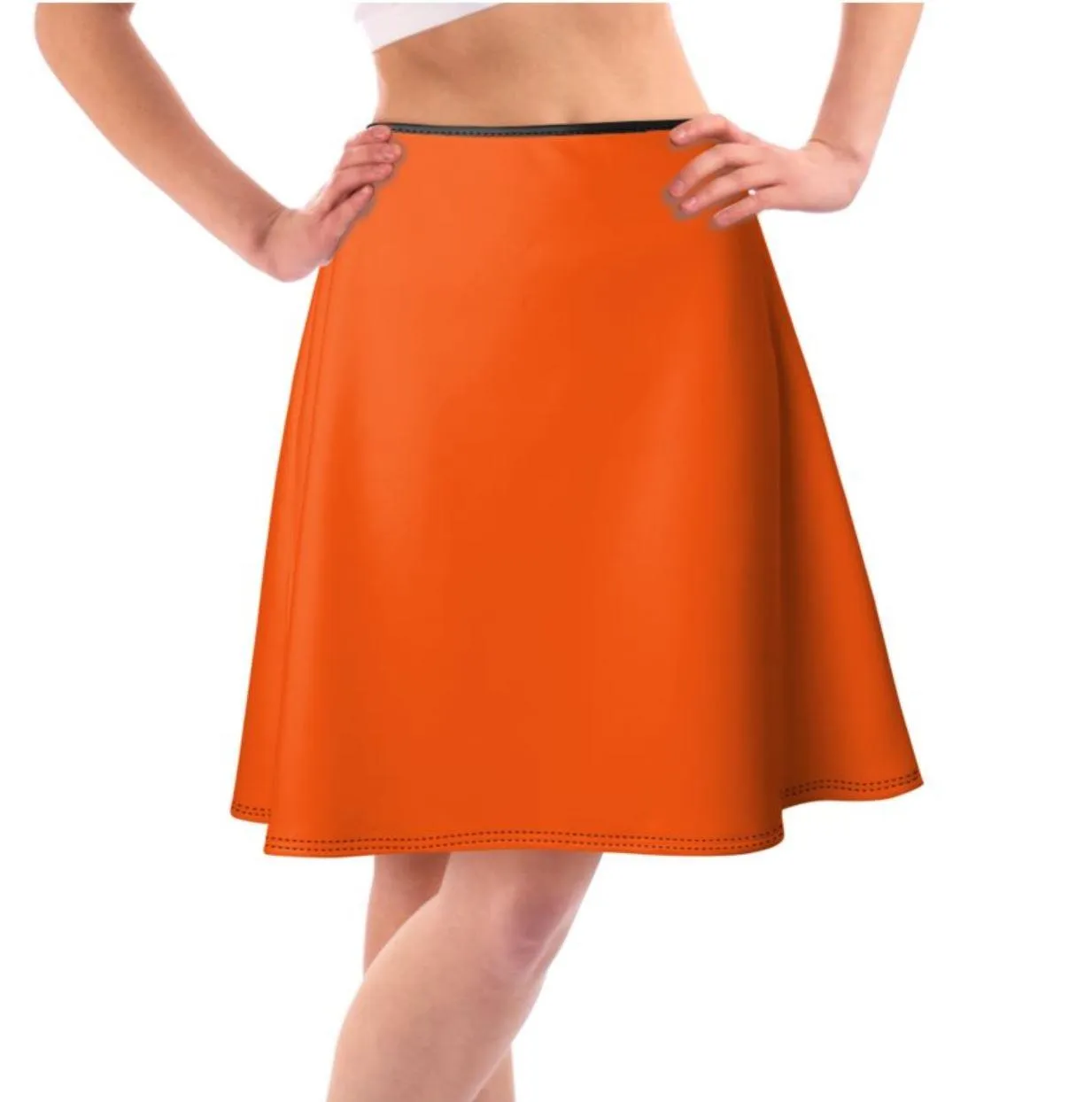 Jina Orange Skater Skirt - Mini or Knee Length