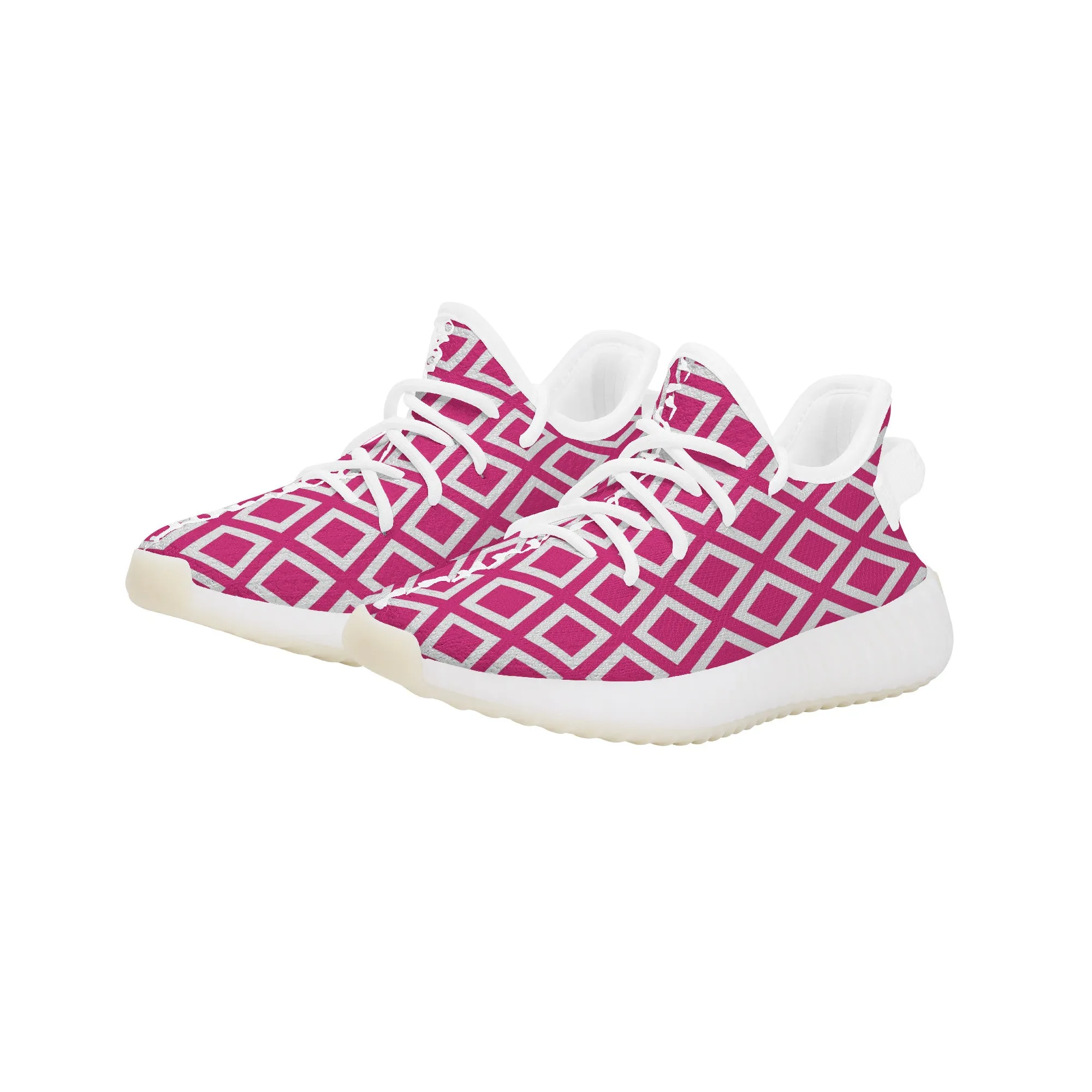 Kids Mesh Knit Sneaker - Pink Triangles