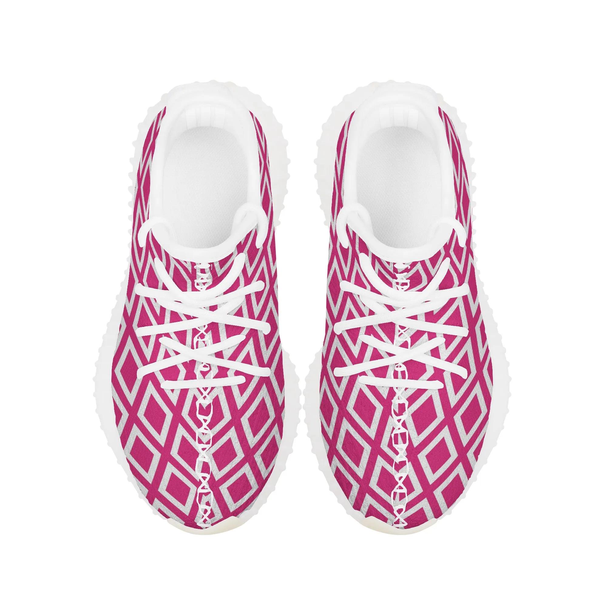 Kids Mesh Knit Sneaker - Pink Triangles