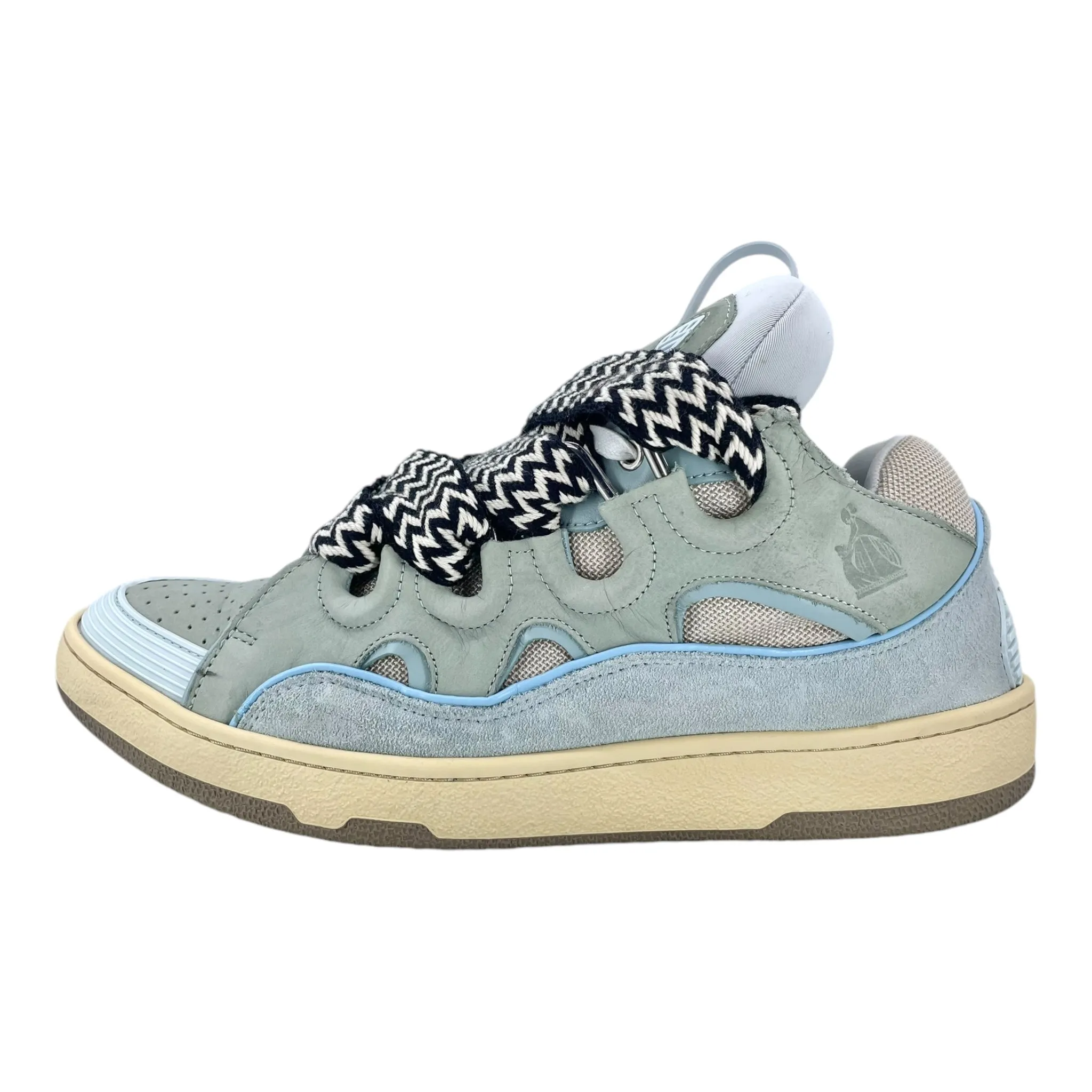 Lanvin Leather Curb Sneaker Pale Blue Pre-Owned