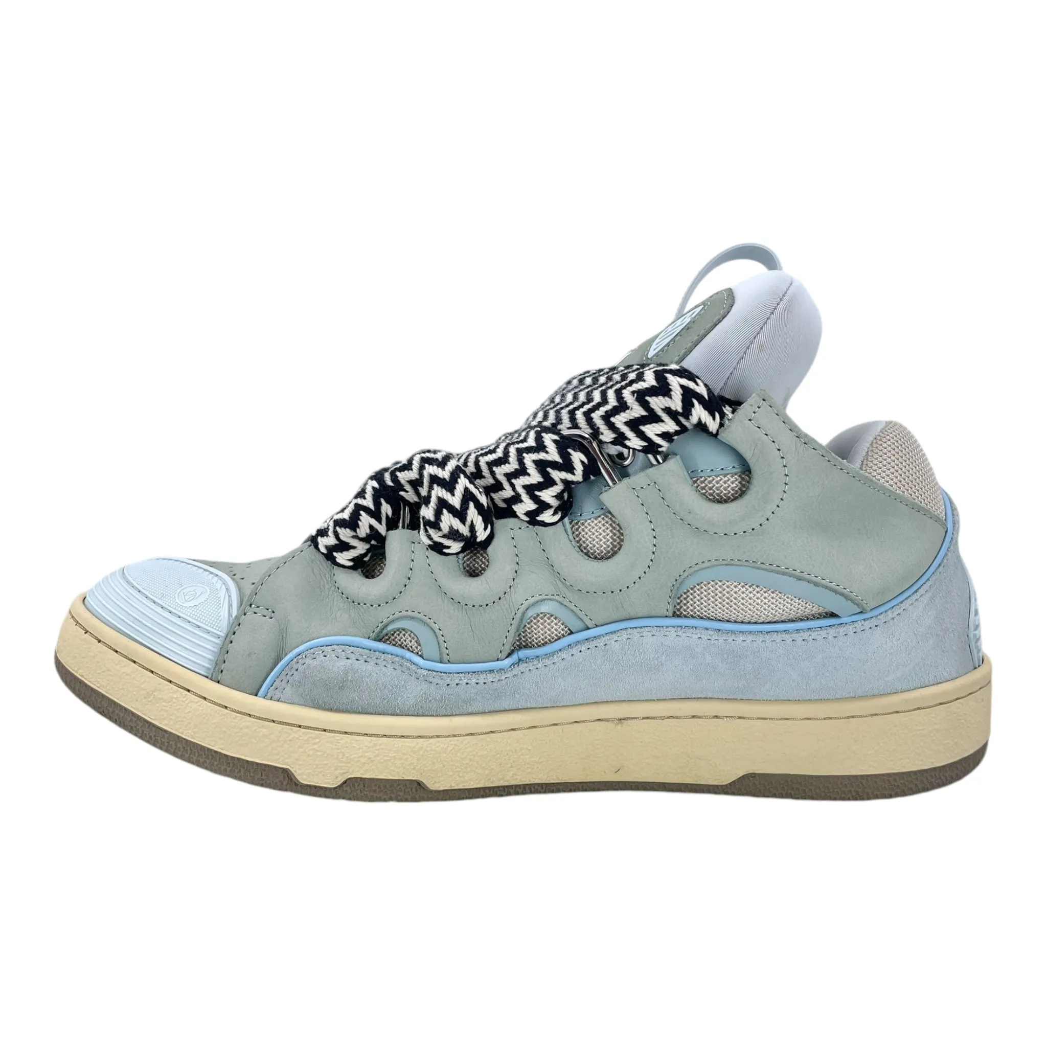 Lanvin Leather Curb Sneaker Pale Blue Pre-Owned