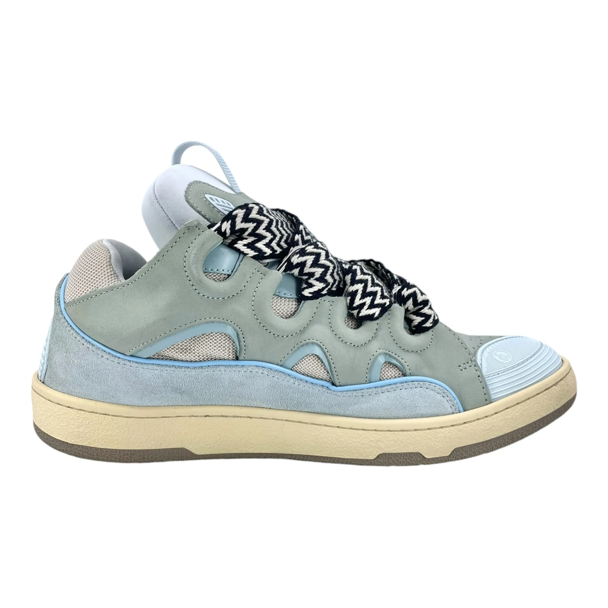 Lanvin Leather Curb Sneaker Pale Blue Pre-Owned