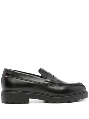 logo-debossed leather loafers