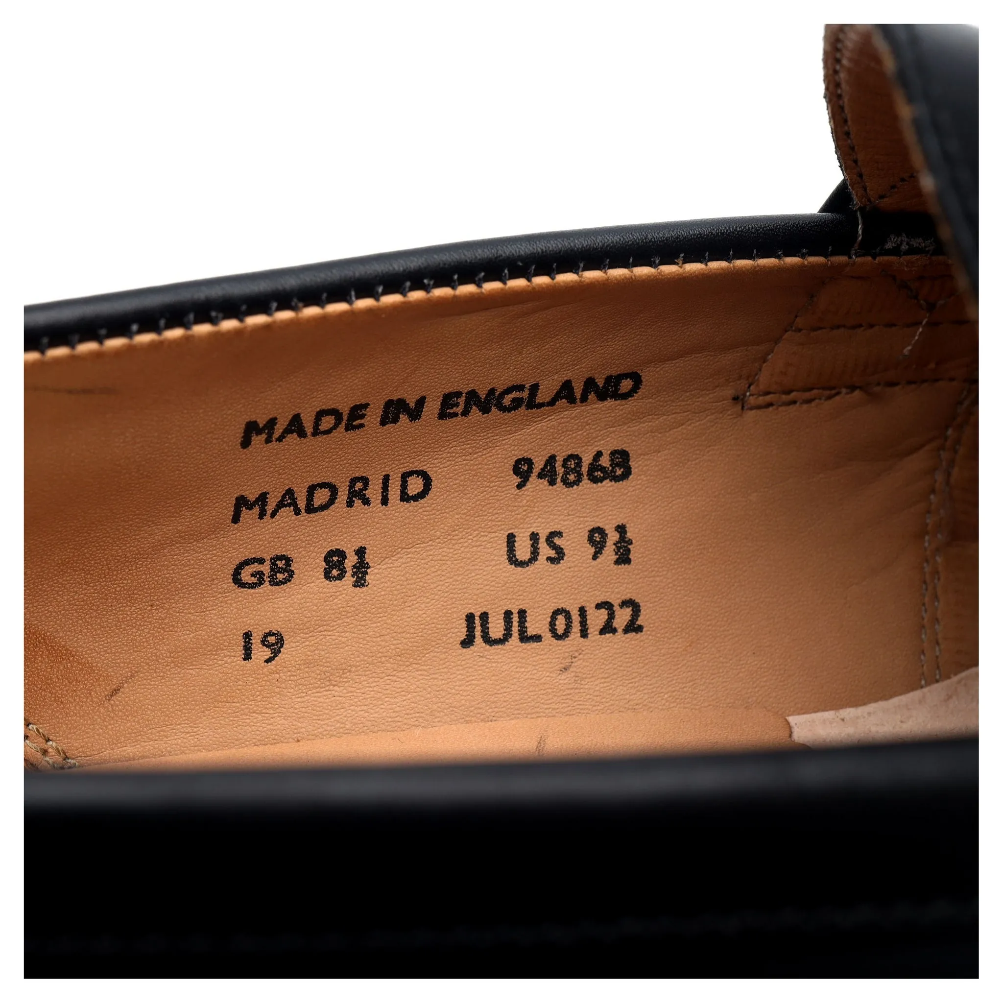 'Madrid' Black Leather Loafers UK 8.5