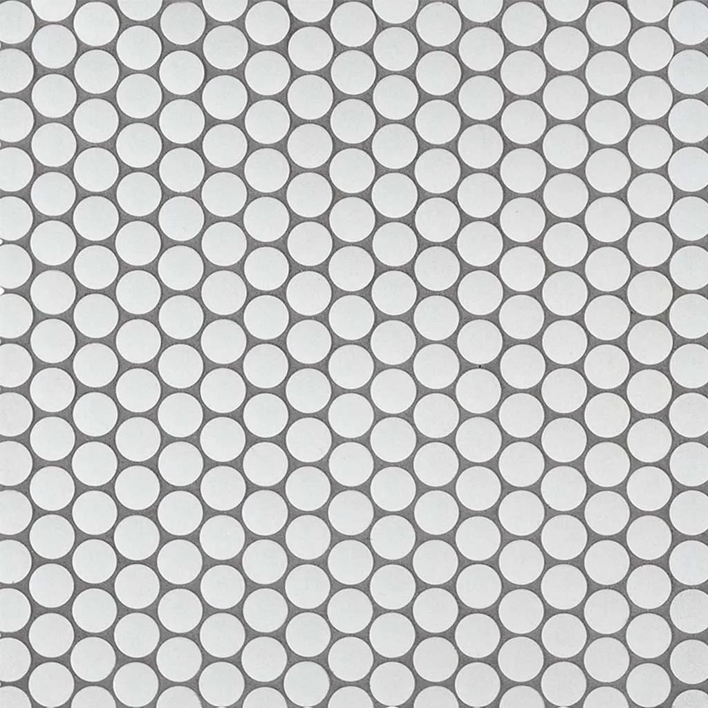 Matte White, Penny Round Mosaic - Porcelain Tile