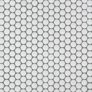 Matte White, Penny Round Mosaic - Porcelain Tile