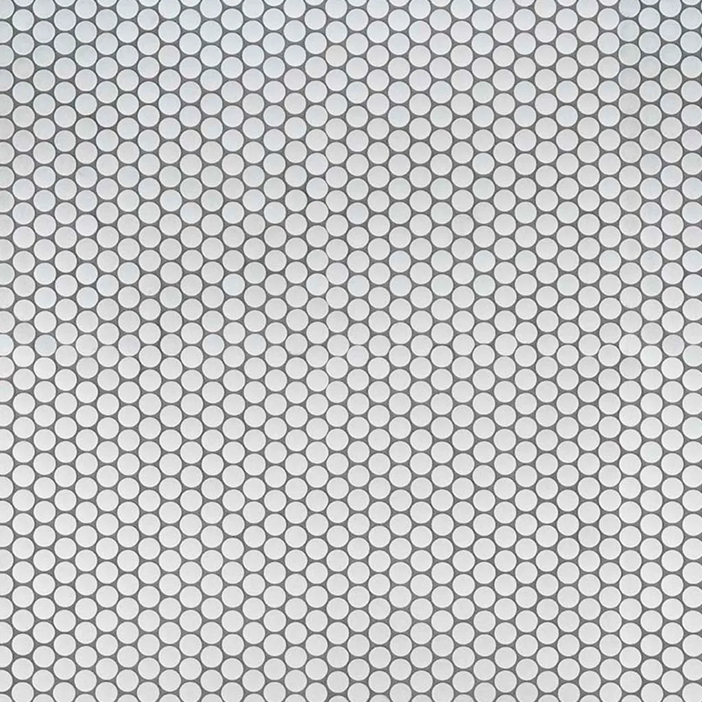 Matte White, Penny Round Mosaic - Porcelain Tile