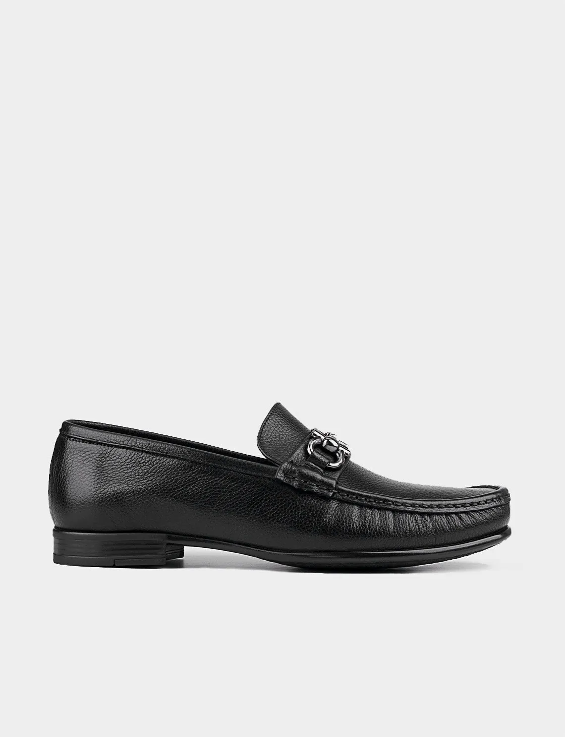 Men Black Genuine Leather Bit Loafers