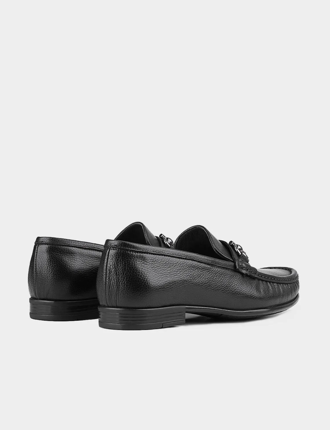 Men Black Genuine Leather Bit Loafers