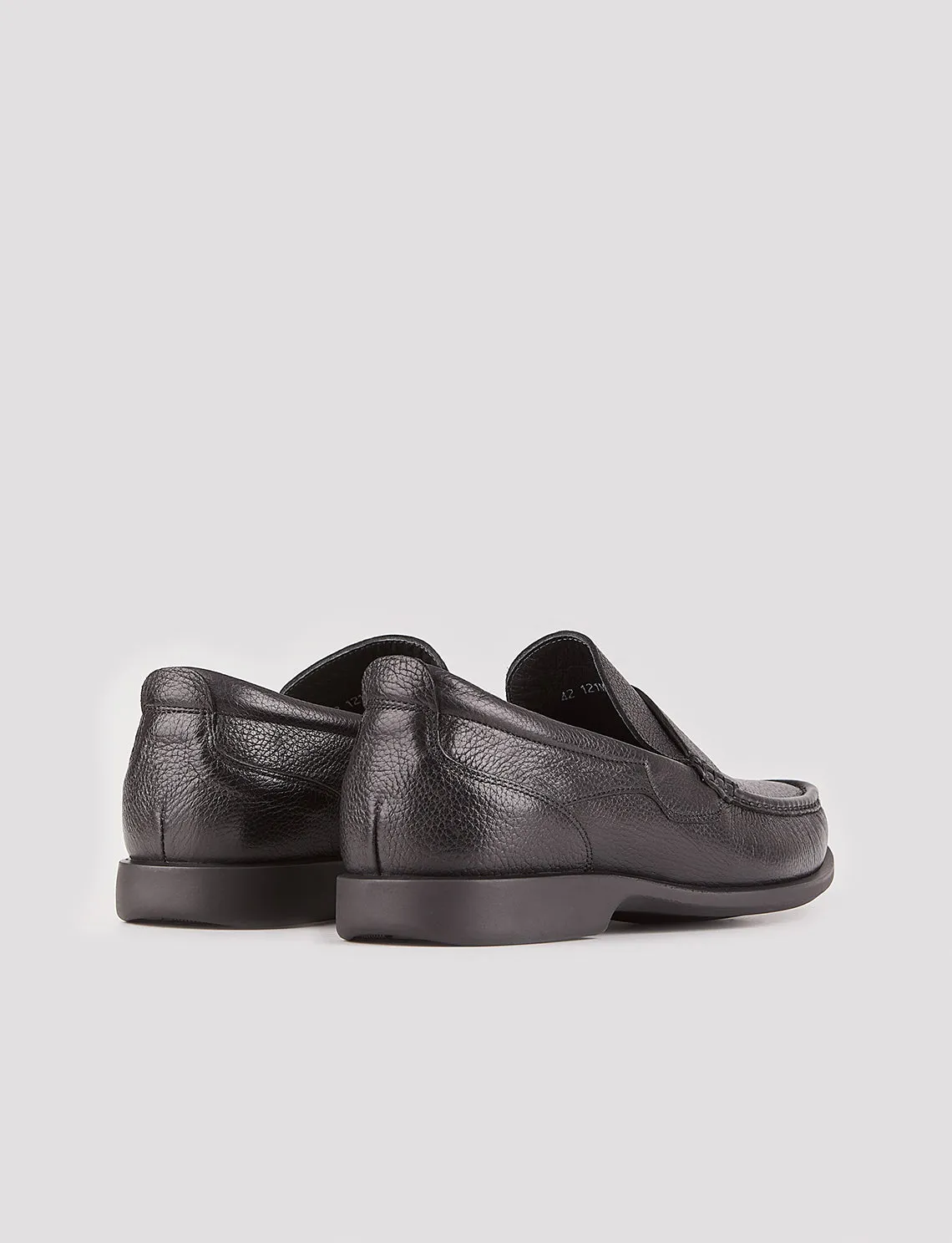 Men Black Genuine Leather Slip On Penny Loafers