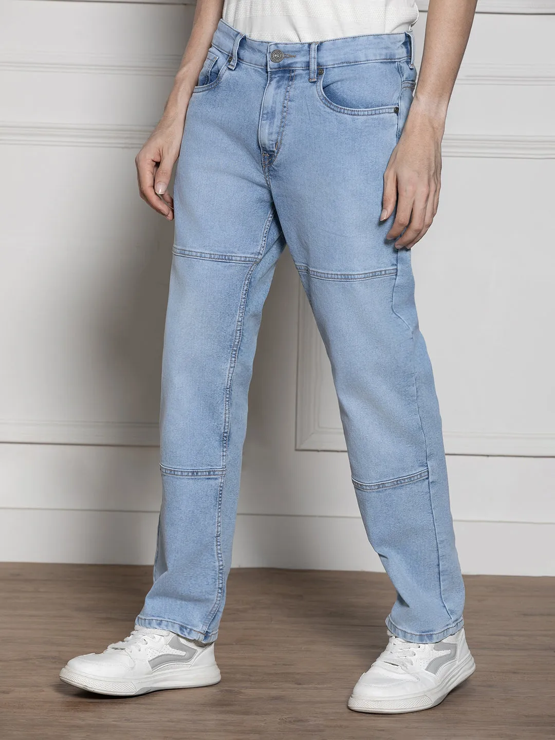 Men's Light blue Relaxed Fit Heavy Fade Stretchable Jeans