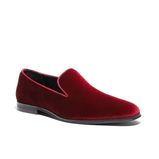 Men's Velvet Loafers Burgundy