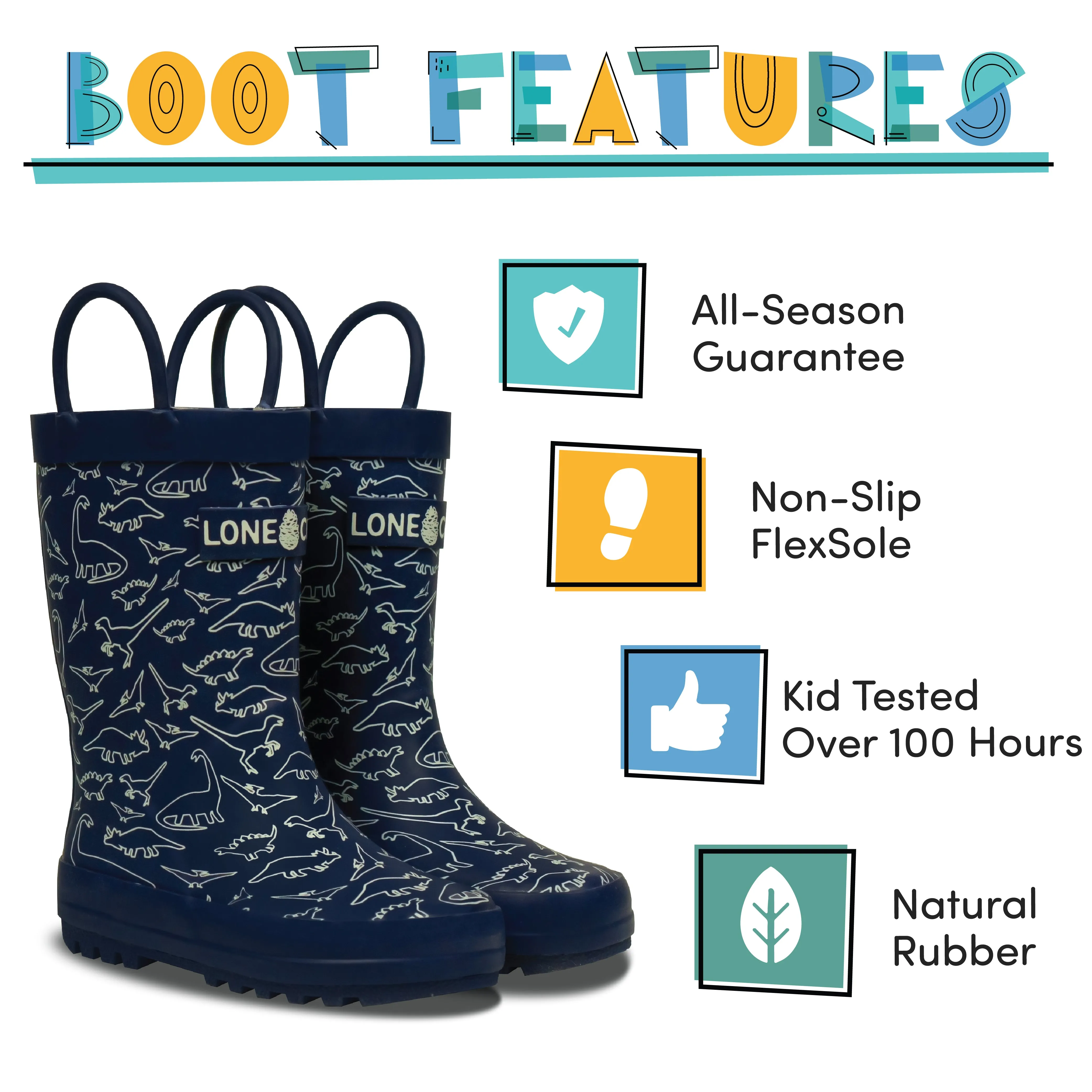 Modern Dino Silhouette Rain Boots