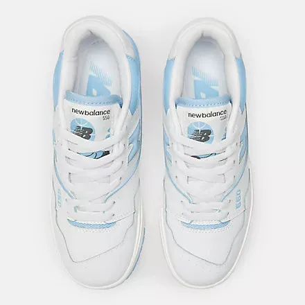 New Balance Women's 550 White with blue haze