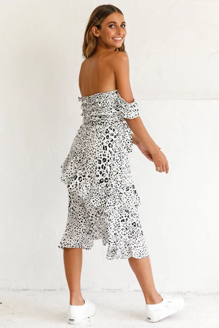 Ojai Midi Skirt White Leopard Print