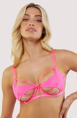 Penny Neon Pink Cut Out Mesh Bra