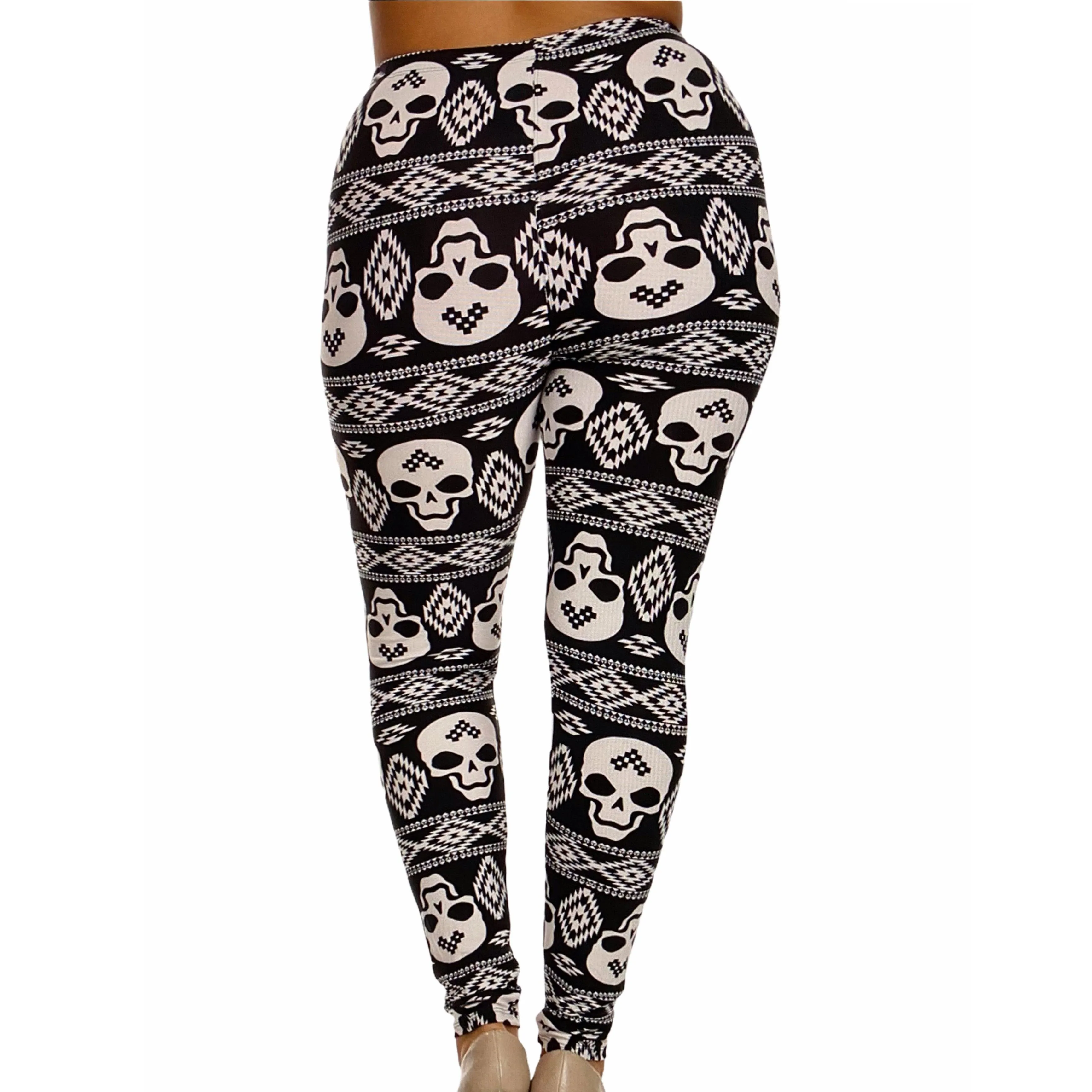 Plus Size Skulls Ankle Leggings