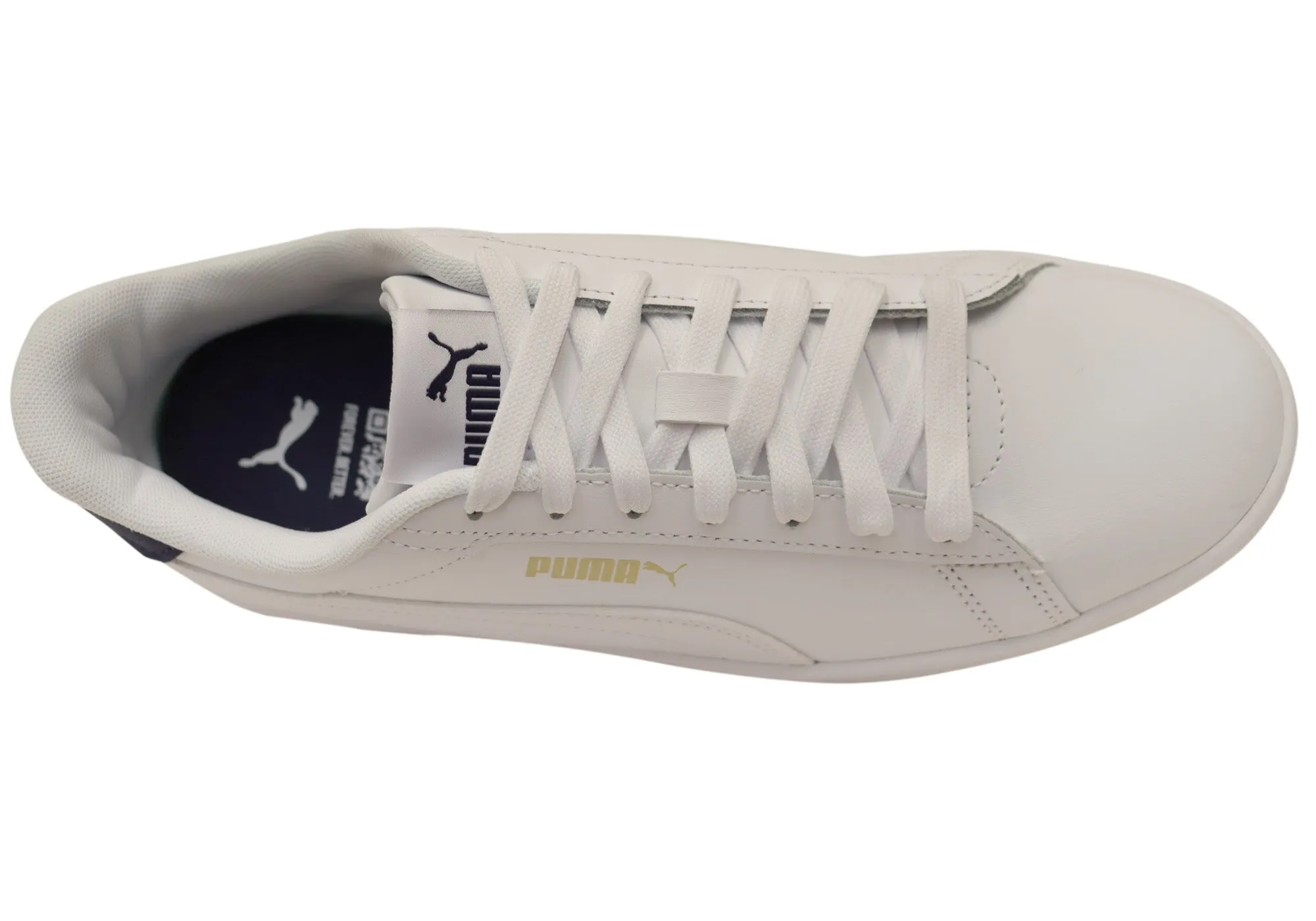 Puma Mens Smash 3.0 L Comfortable White Lace Up Sneakers