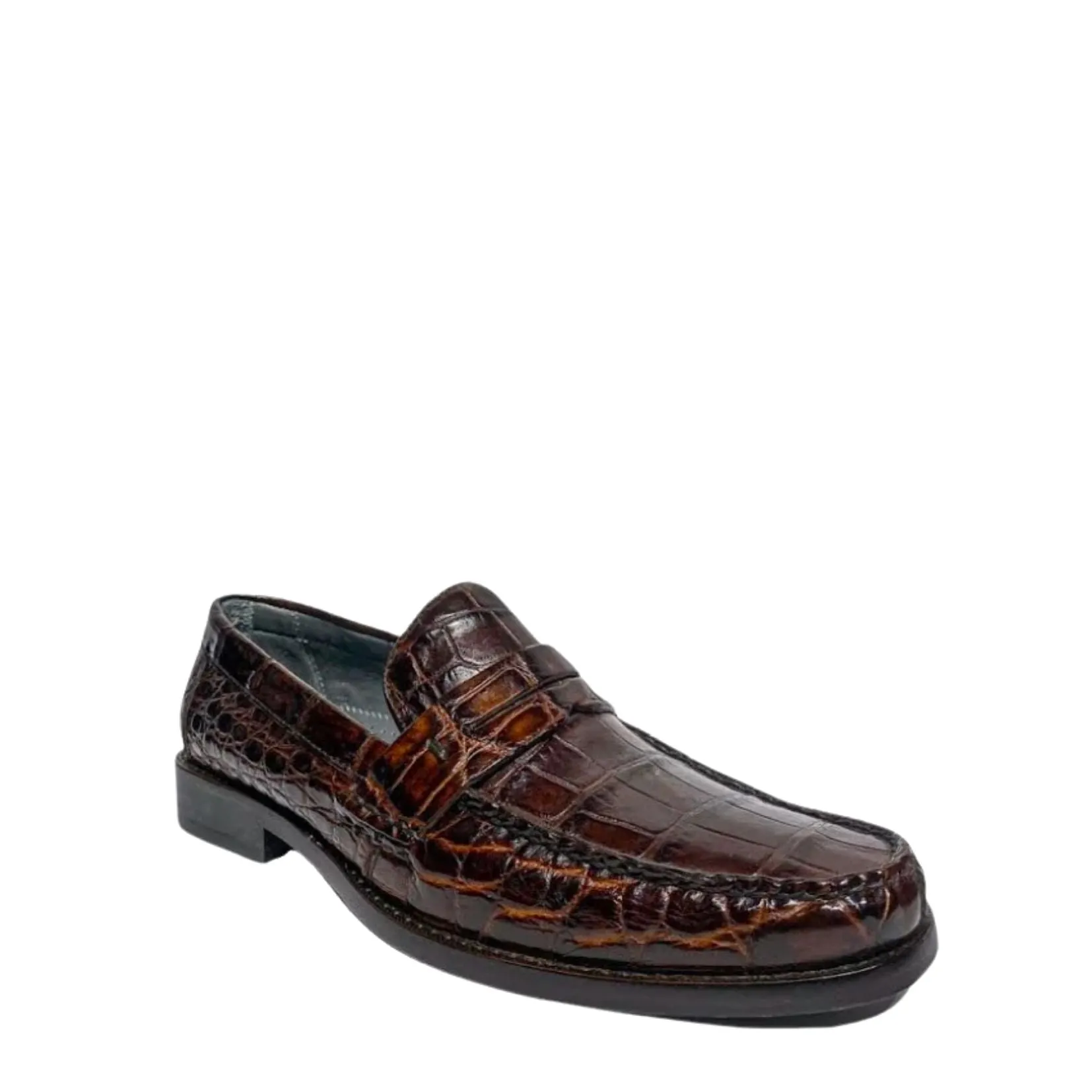 R46LPLP - Cuadra brown casual dress alligator loafer moccasin for men