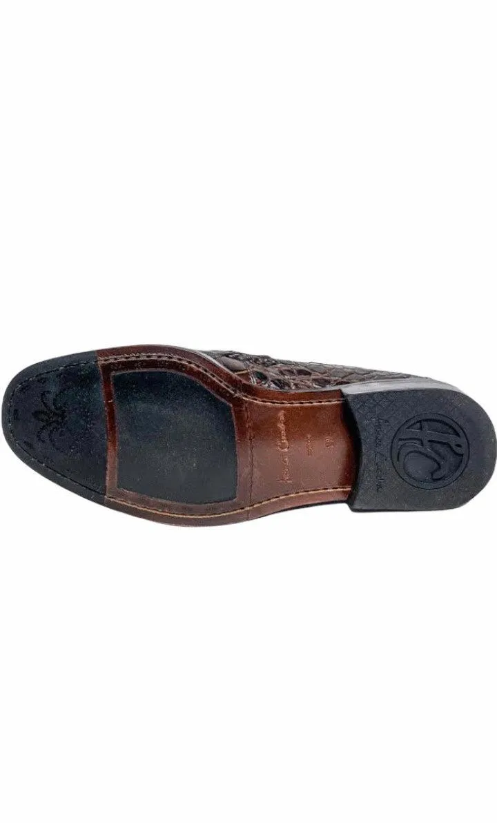 R46LPLP - Cuadra brown casual dress alligator loafer moccasin for men