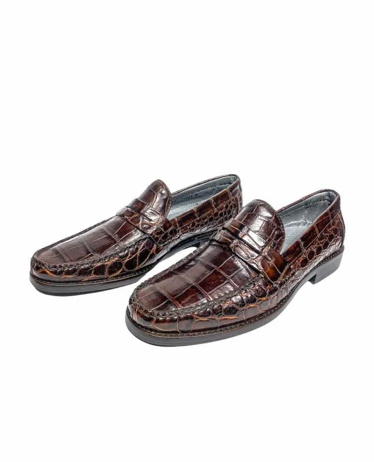 R46LPLP - Cuadra brown casual dress alligator loafer moccasin for men