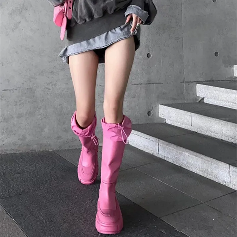 Rain Hot Pink Knee-High Boots