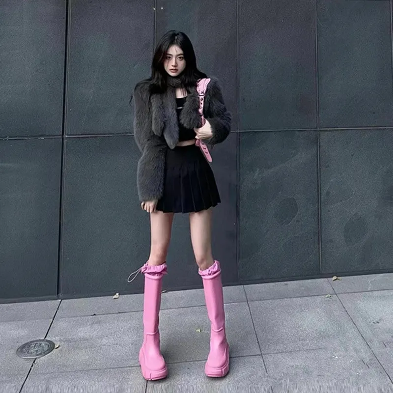 Rain Hot Pink Knee-High Boots