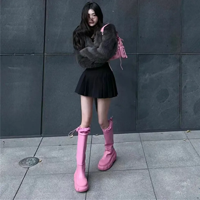 Rain Hot Pink Knee-High Boots