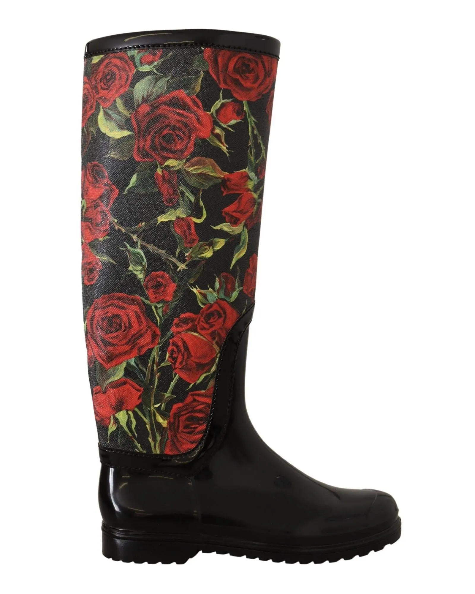 Red Rose Pattern Rain Boots