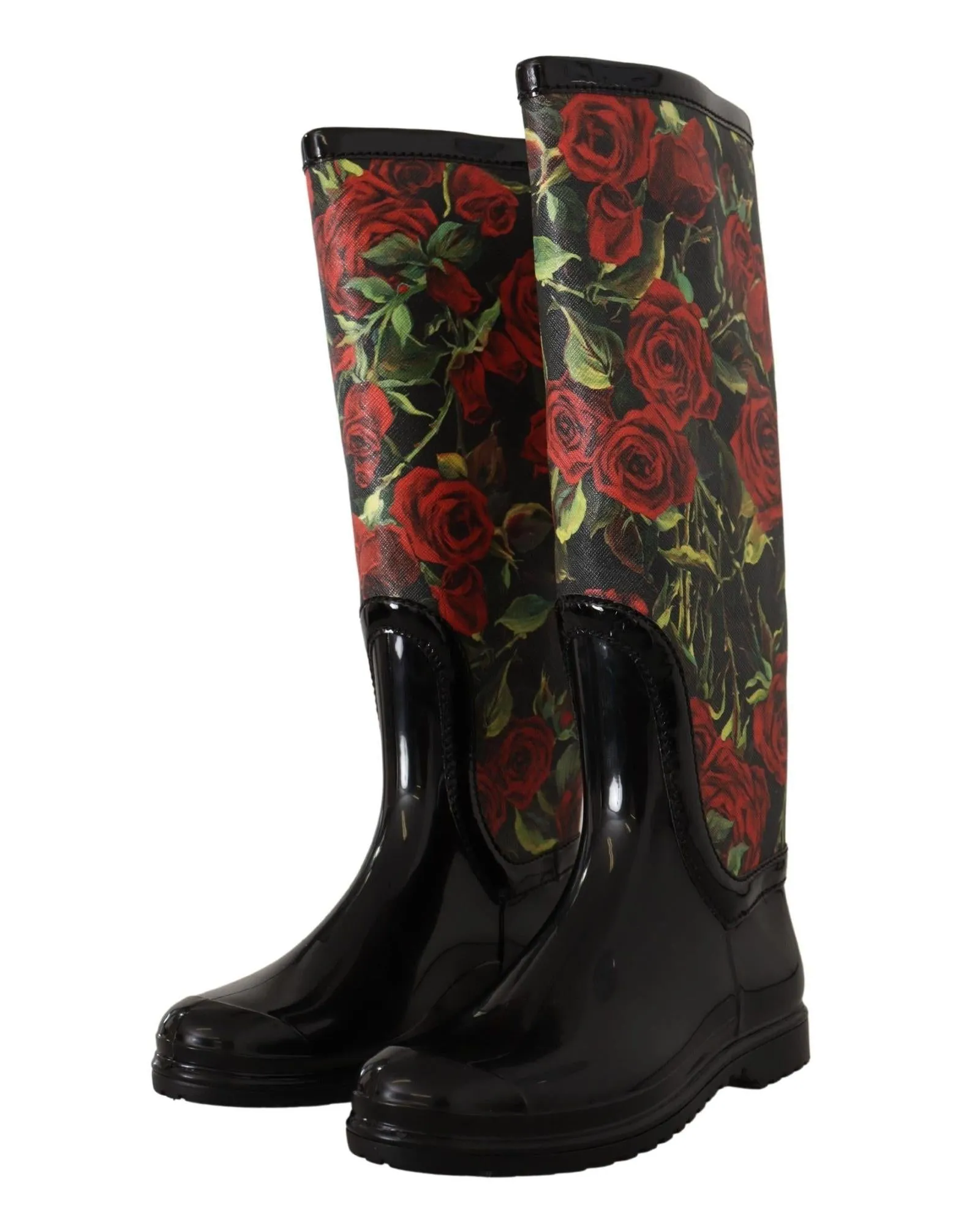 Red Rose Pattern Rain Boots