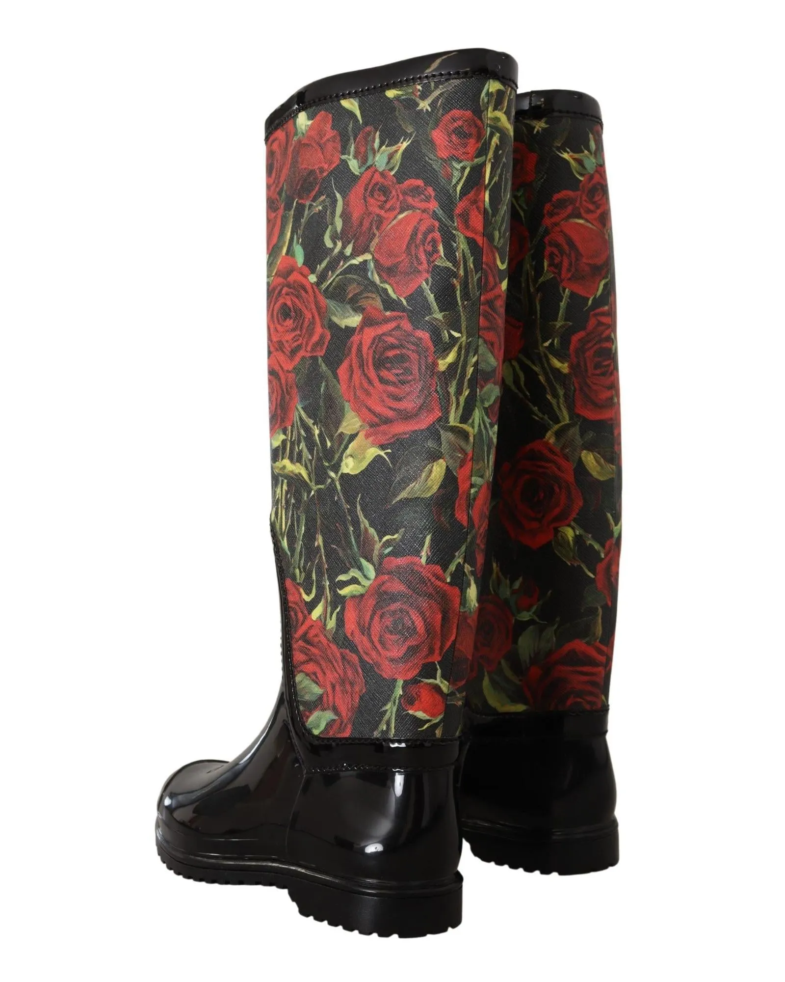 Red Rose Pattern Rain Boots