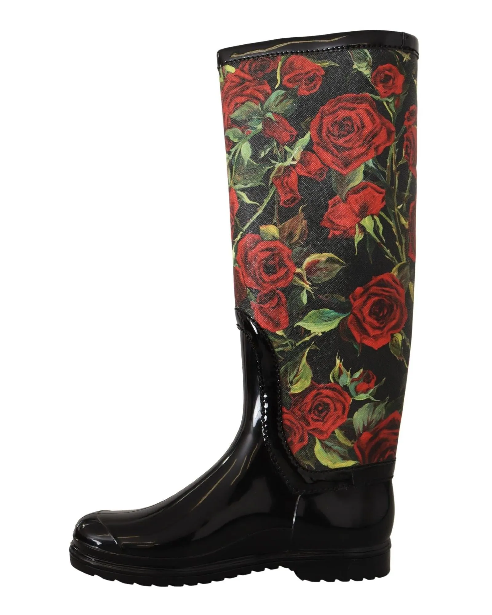 Red Rose Pattern Rain Boots