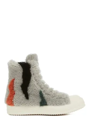 Rick Owens High Top Zebra Shearling Ramones Sneakers