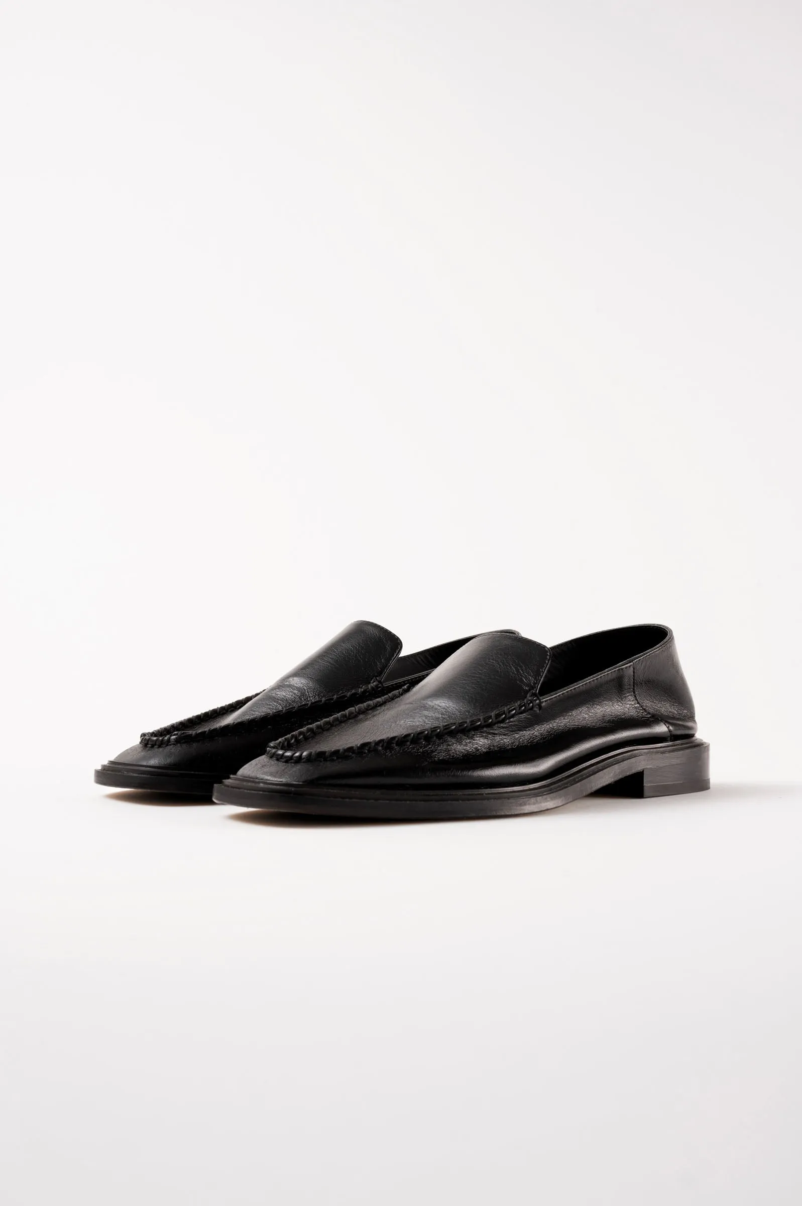 RIO - Black Polished Leather Flat Mules