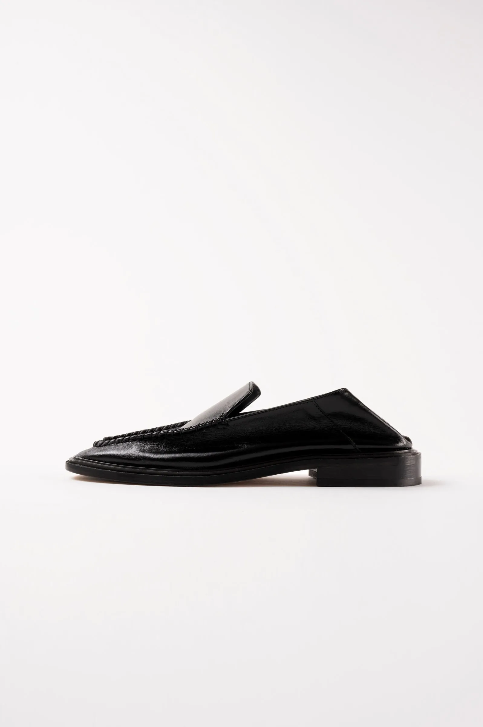 RIO - Black Polished Leather Flat Mules