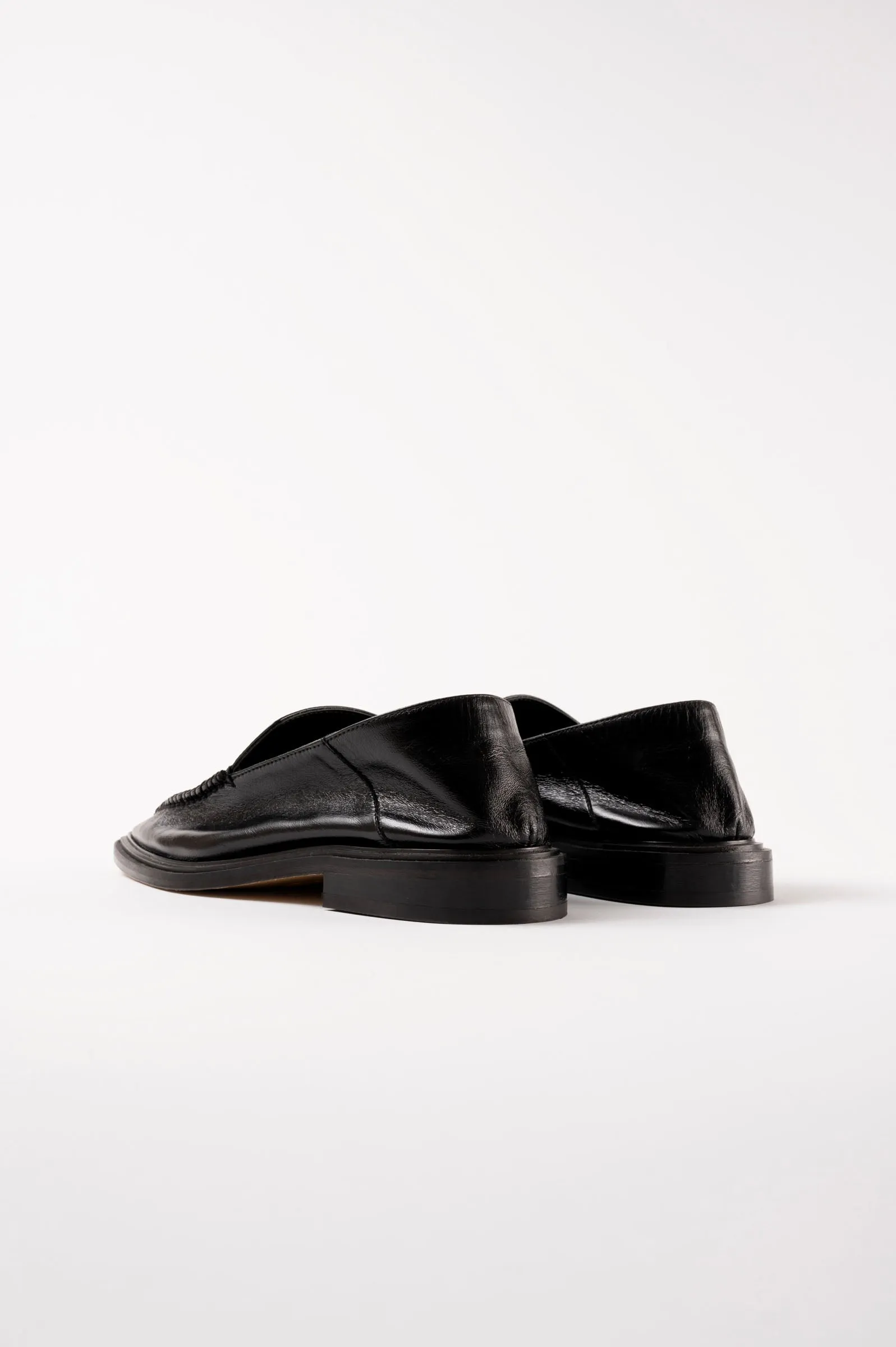 RIO - Black Polished Leather Flat Mules